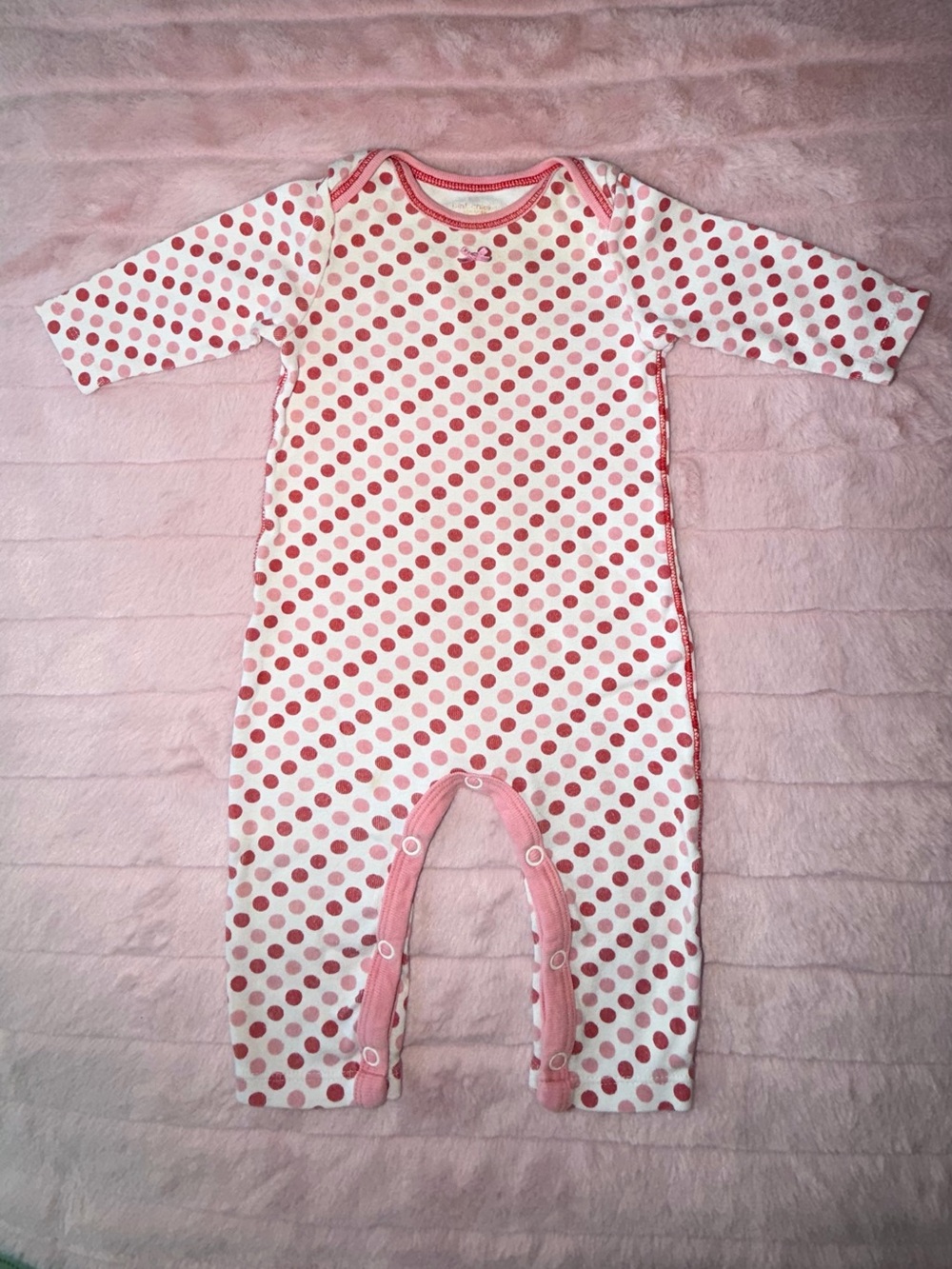 Pink Chicken Pink Polka Dot Long-Sleeve Baby One-Piece
